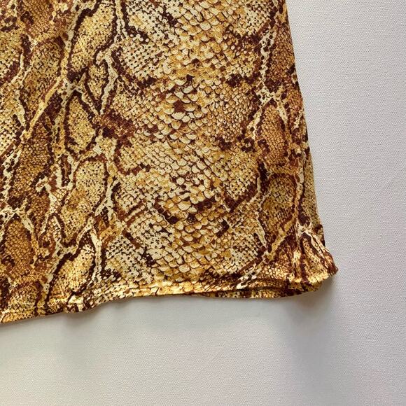 Reformation Midi Skirt 2 Cobra Snake Print Bias Cut Beige Gold - Picture 4 of 10